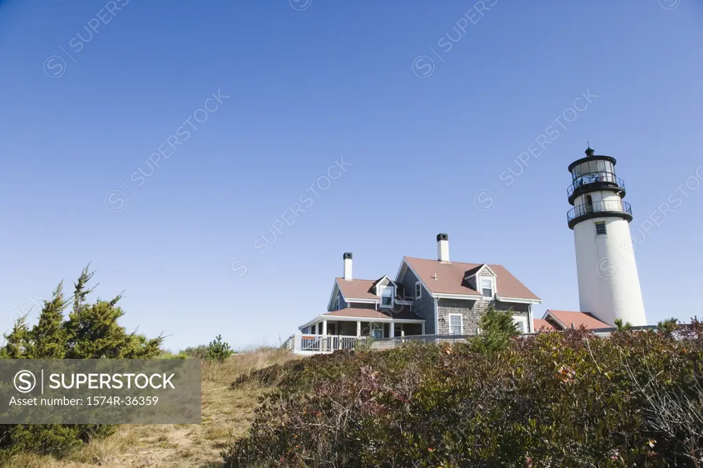 Lighthouse in a field