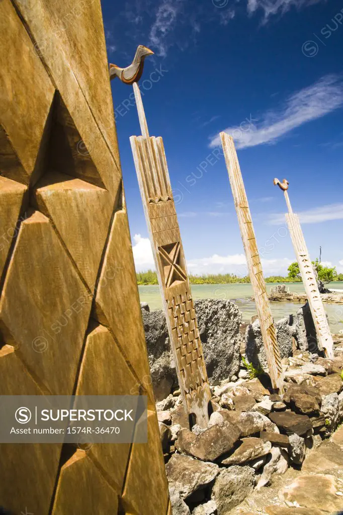 Ruins at an archaeological site, Huahine Island, Tahiti, French Polynesia