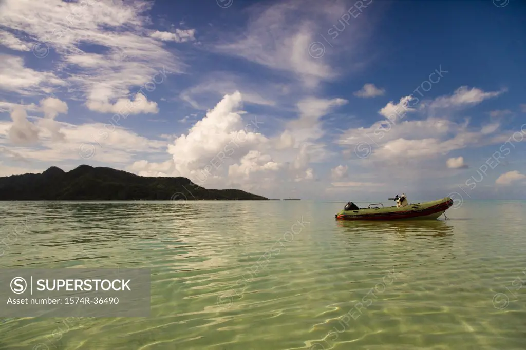 Boat in the sea, Tahaa, Tahiti, French Polynesia