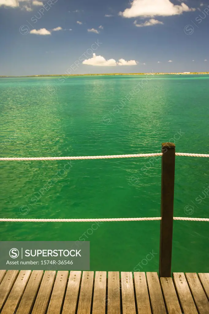 Sea viewed from a pier, Bora Bora, Tahiti, French Polynesia