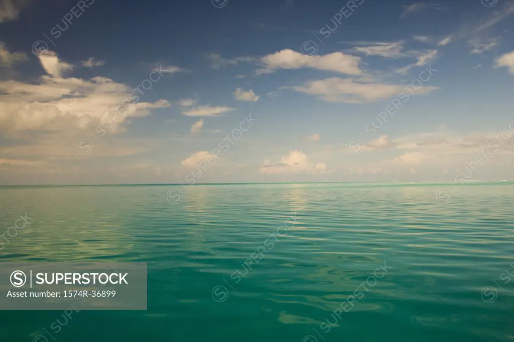 Reflection of clouds in the sea, Tahaa, Tahiti, French Polynesia