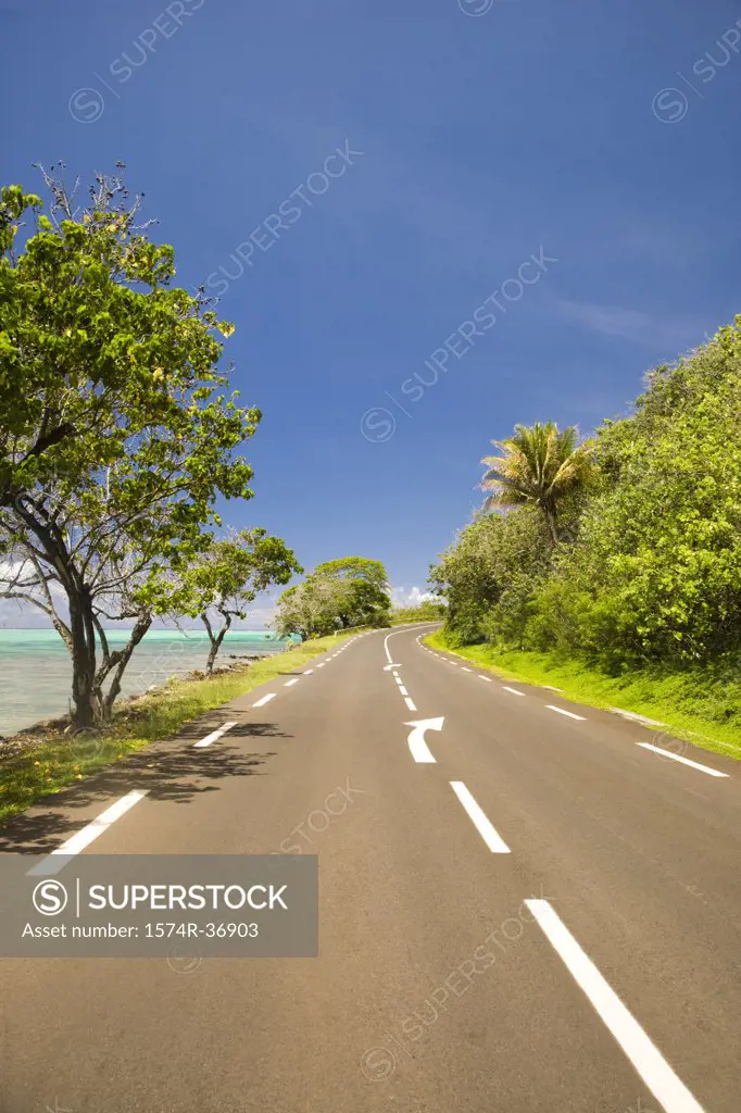 Road along the sea, Moorea, Tahiti, French Polynesia