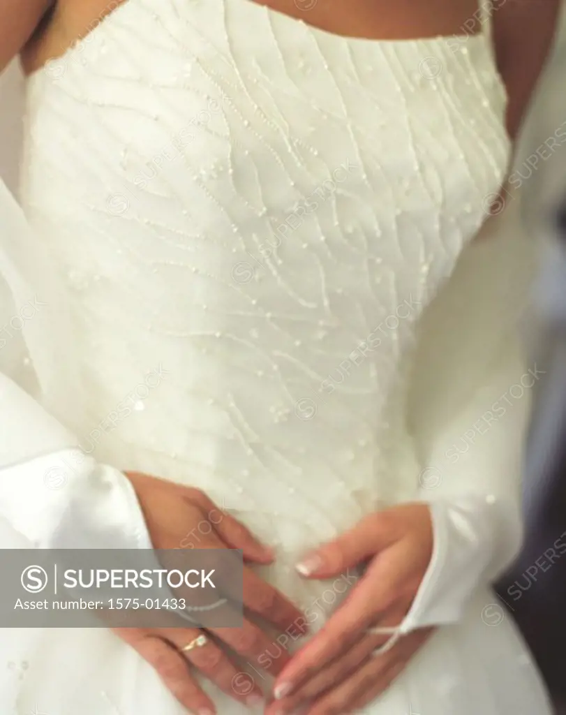Closeup of brides torso