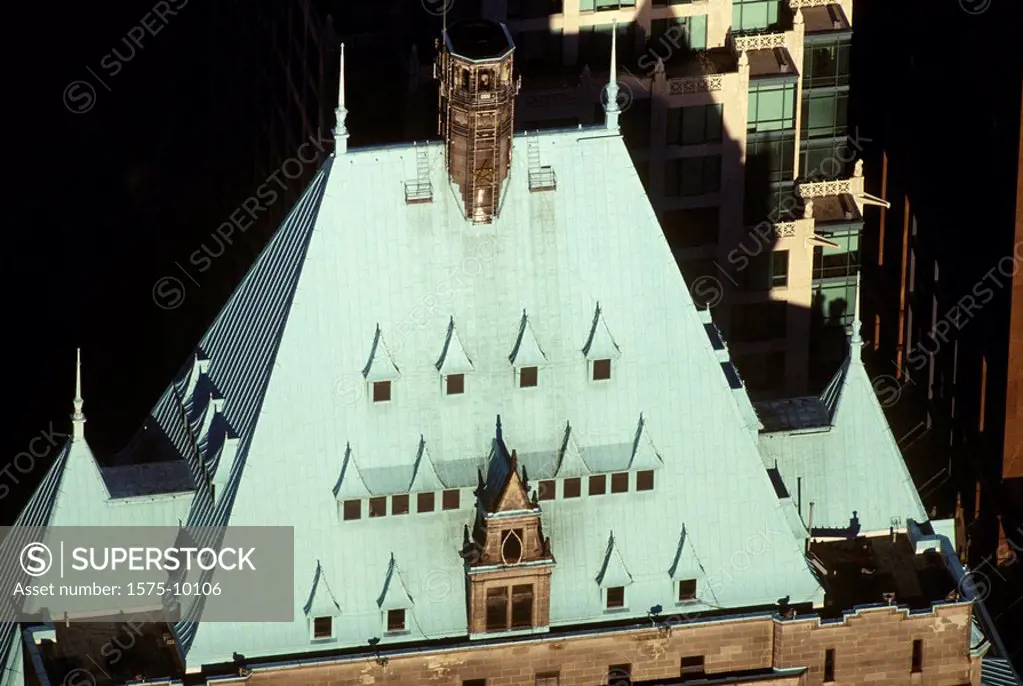 aerial of Hotel Vancouver rooftop, British Columbia