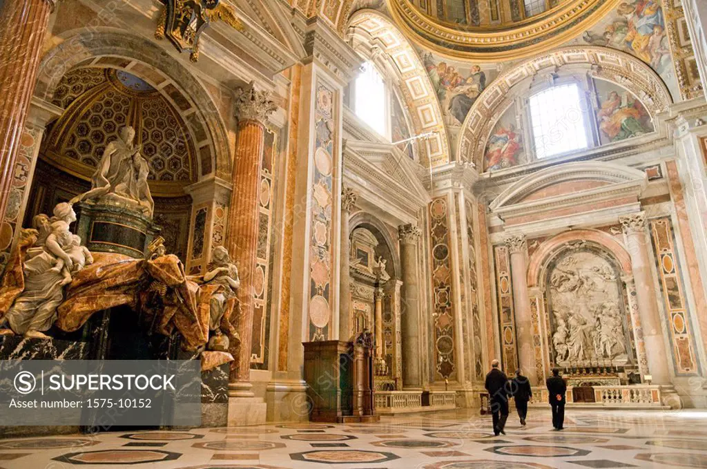 Italy, Rome, Vatican City, Sait Peter´s Basilica. Priests on private tour.