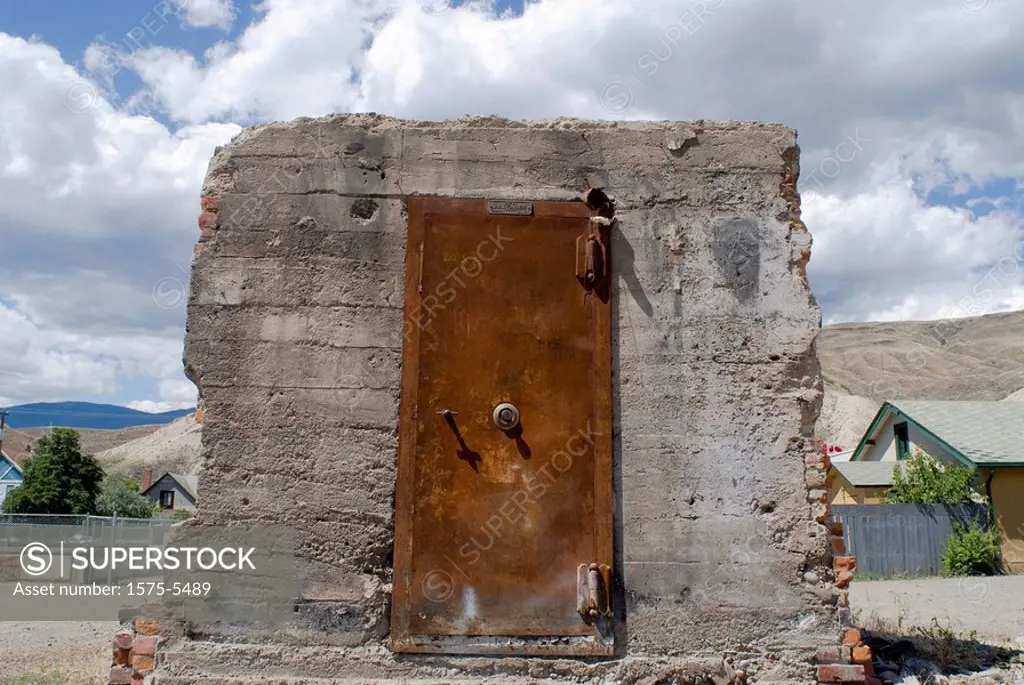 Canada, BC, Ashcroft. Bank vault is all that remains of burnt out city block.