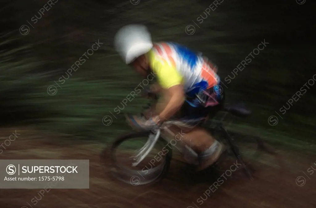 Blur of mountain biker