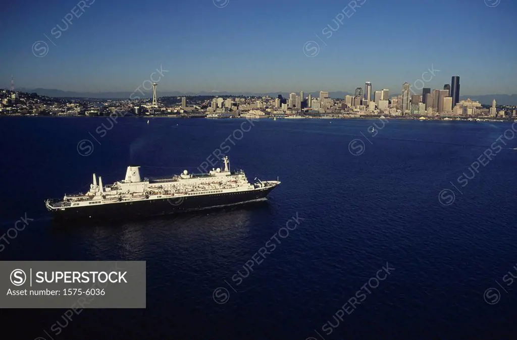 Cruise ship in Seattle Harbour, USA