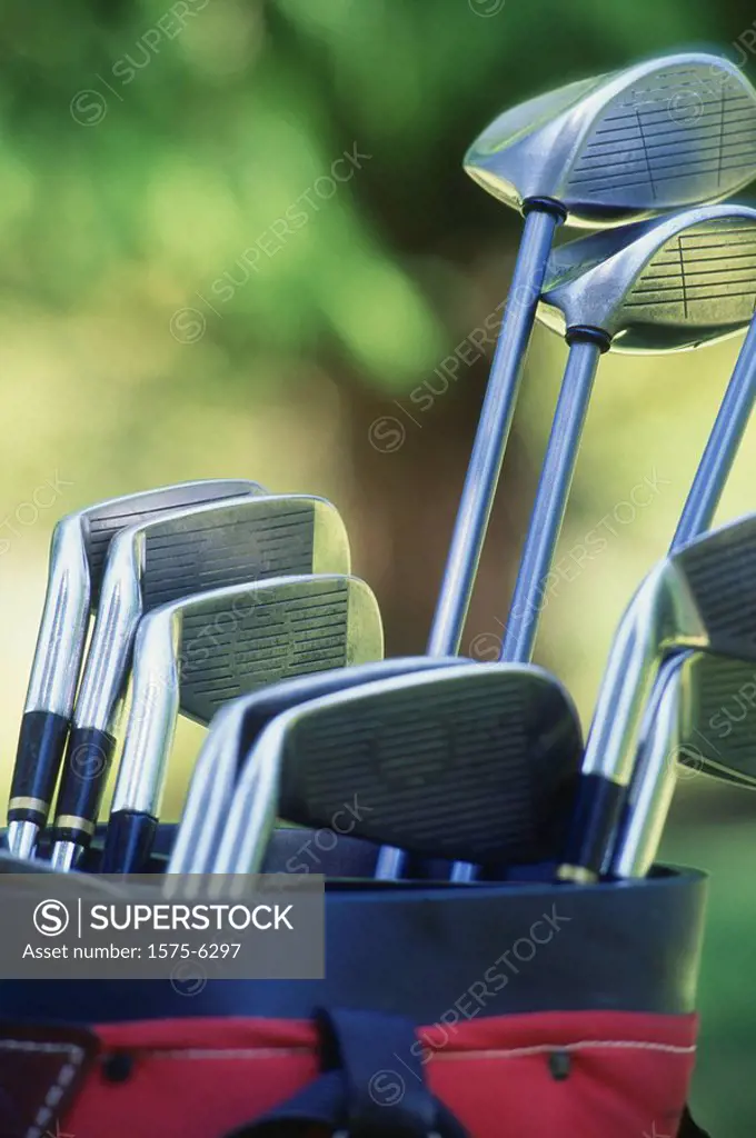 Close up of golf clubs