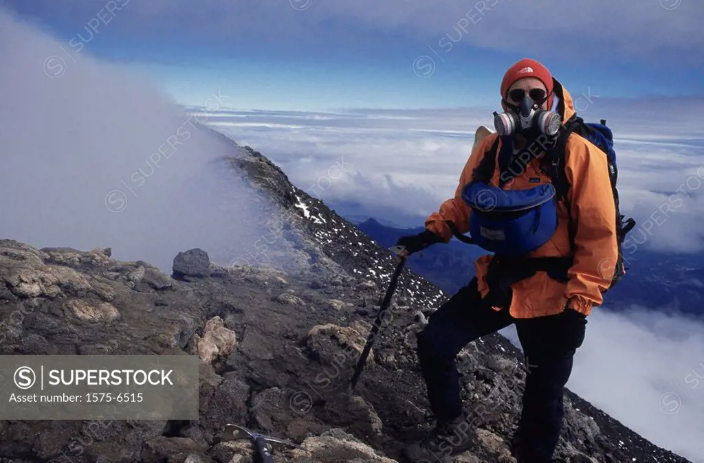 Rock Climbing, summit, Volcano Villarrica, Chile