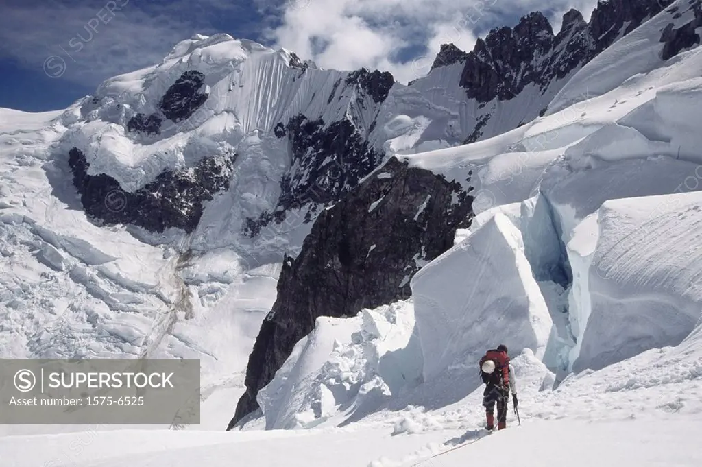 Climber, Bravo Icefall, Mt. Waddington, BC