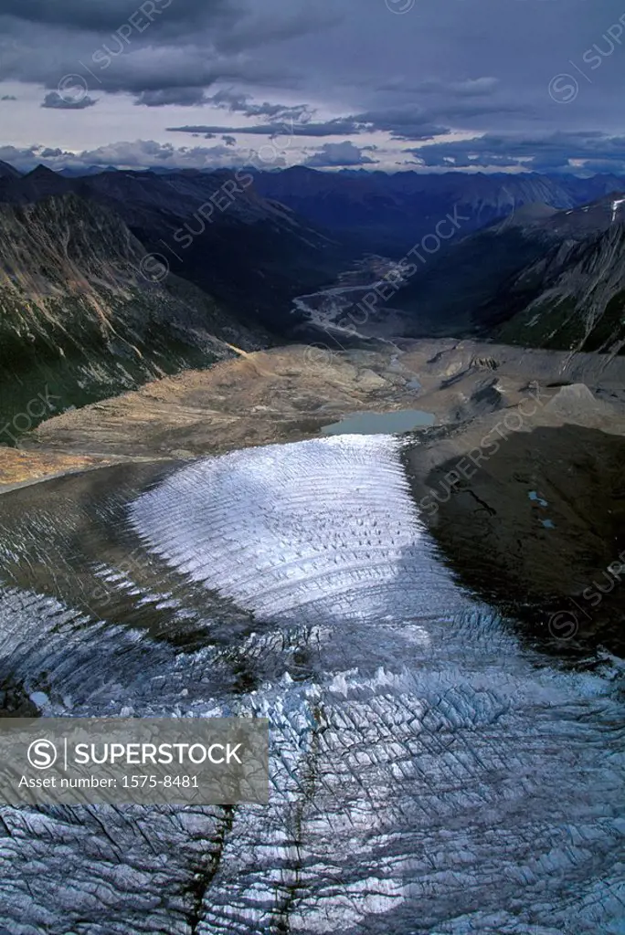 Aerial of Resthaven Icefield, Alberta, Canada