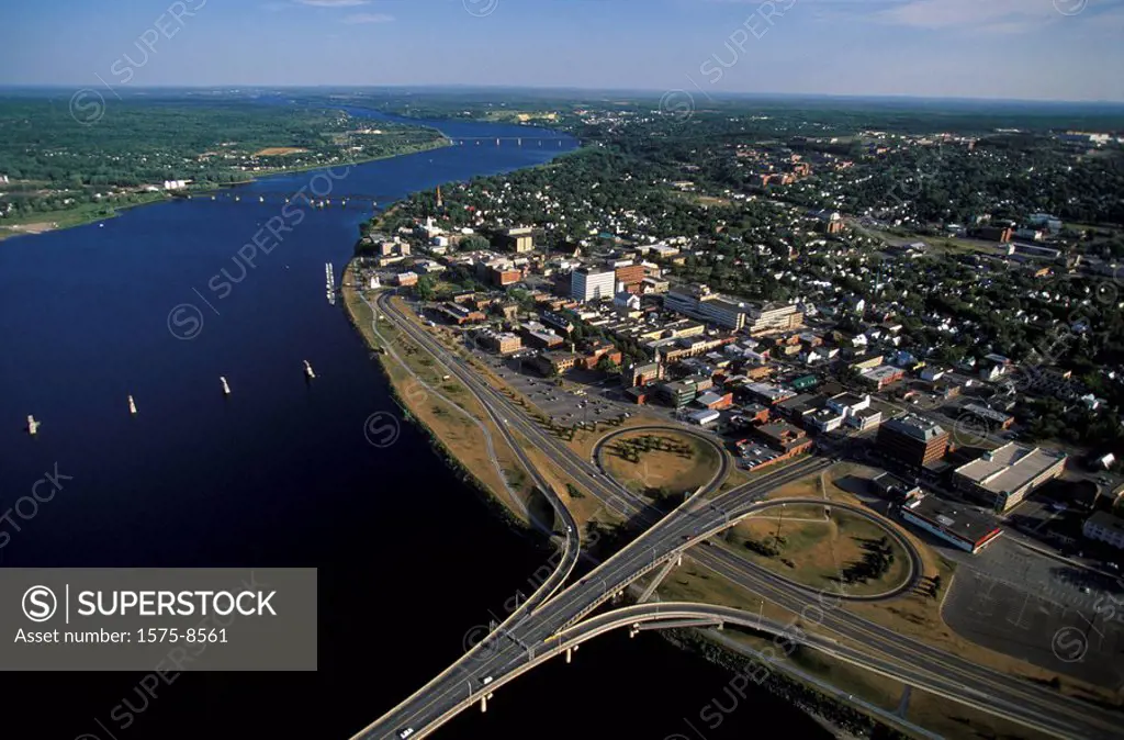 Aerial of Frederiction and St. John River, New Brunswick