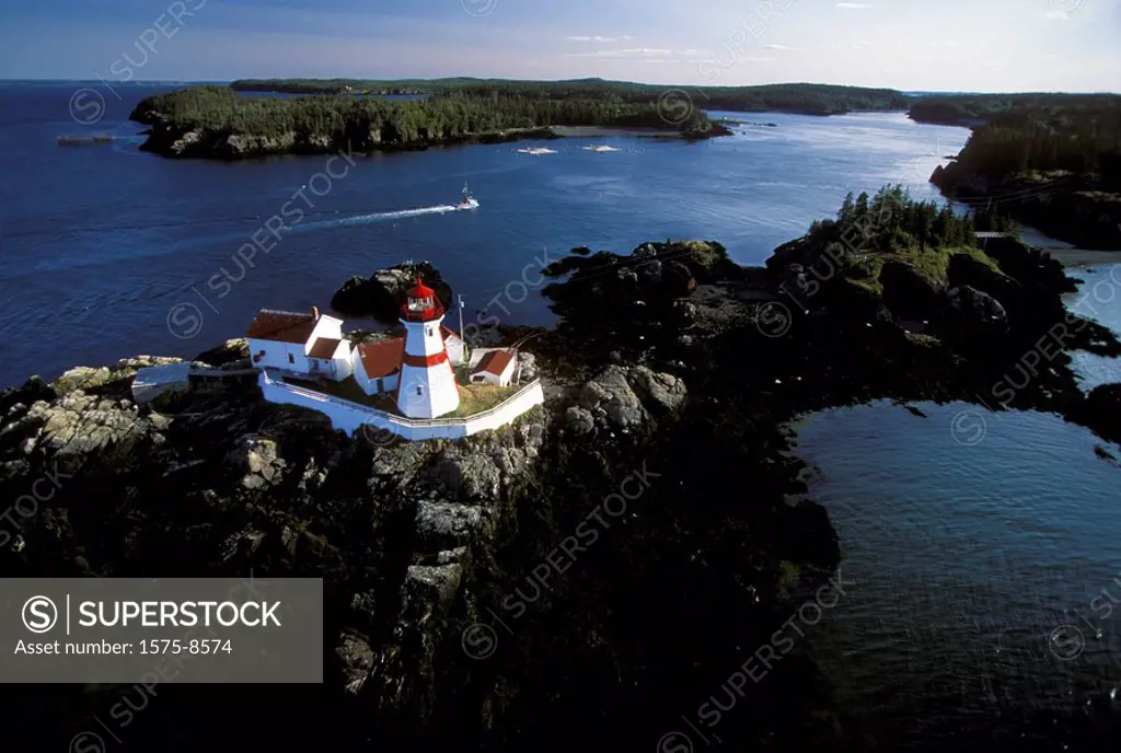 aerial of lighthouse, Campobello, New Brunswick