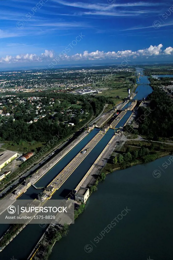 Aerial of Welland Canal, Ontario, Canada