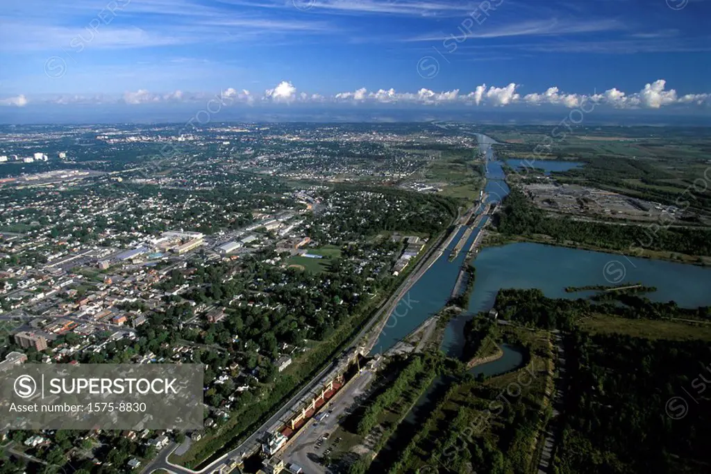 Aerial of Welland Canal, Ontario, Canada