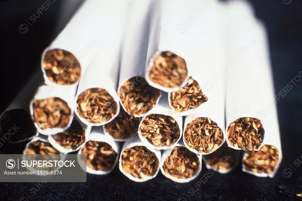 End view of a pile of cigarettes