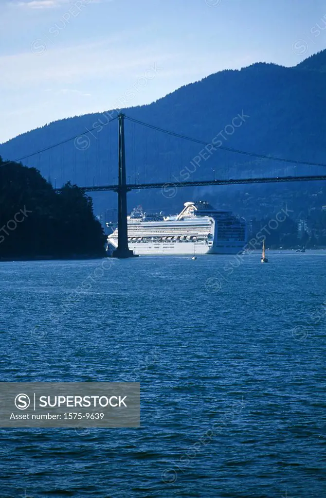 Cruise ship leaving Burrard Harbour for Alaska. Vancouver, British Columbia, Canada, Canada