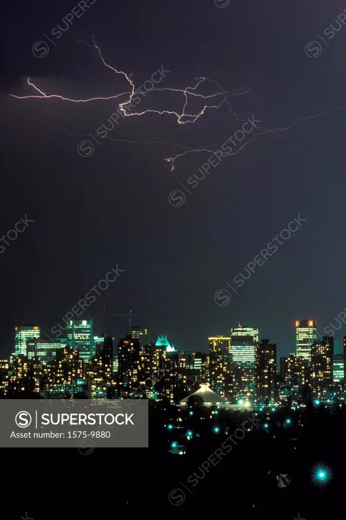 Lightning over Vancouver, British Columbia, Canada