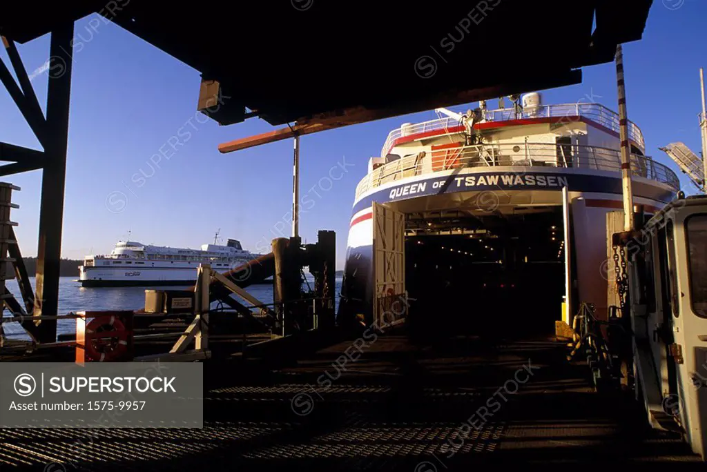 Gulf Island ferry docked, Schwartz Bay, British Columbia, Canada