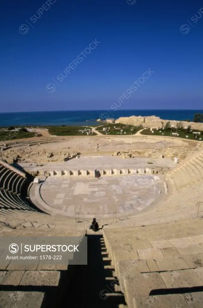 High angle view of an amphitheater, Roman Theater, Caesarea, Israel