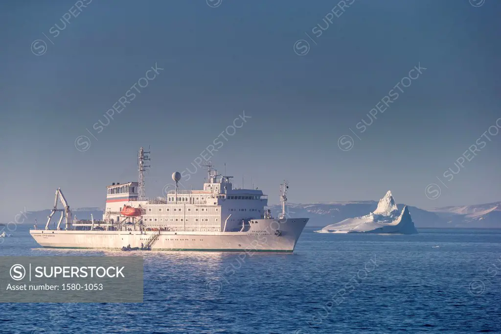 The Akademik Sergey Vavilov research vessel built in 1988 currently used as a cruise ship, Scoresbysund, Greenland