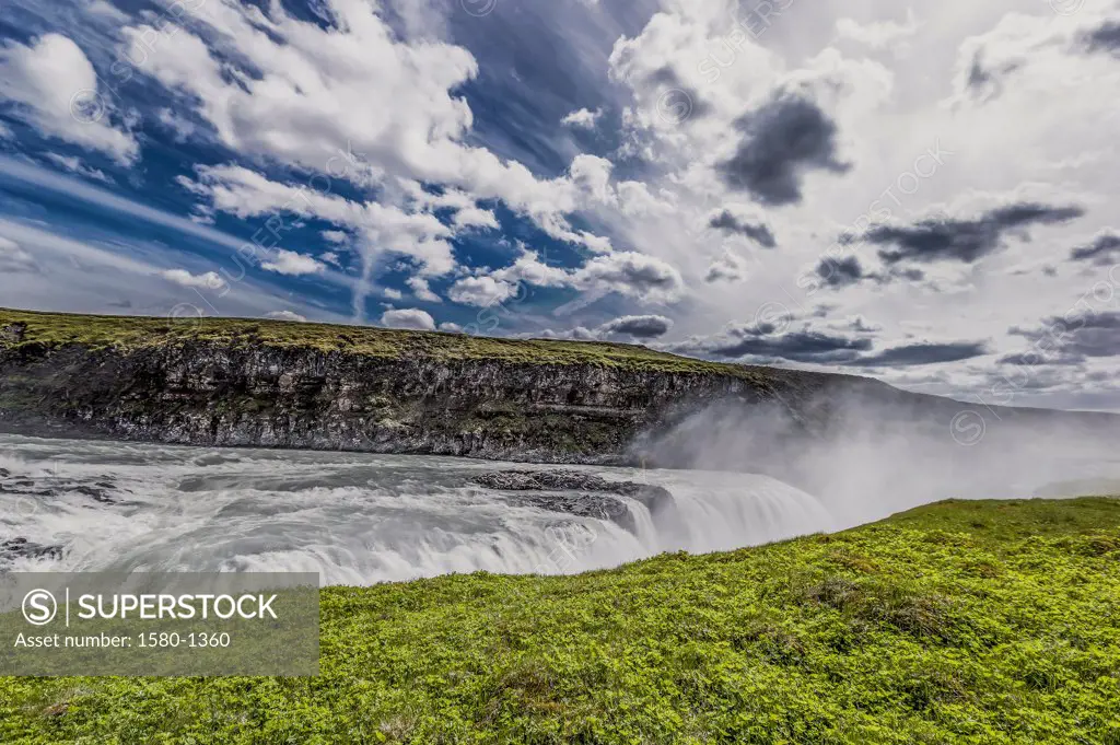 Gullfoss Waterfalls, Iceland  Gullfoss (Golden Falls) is one of the most popular tourist attractions in Iceland.