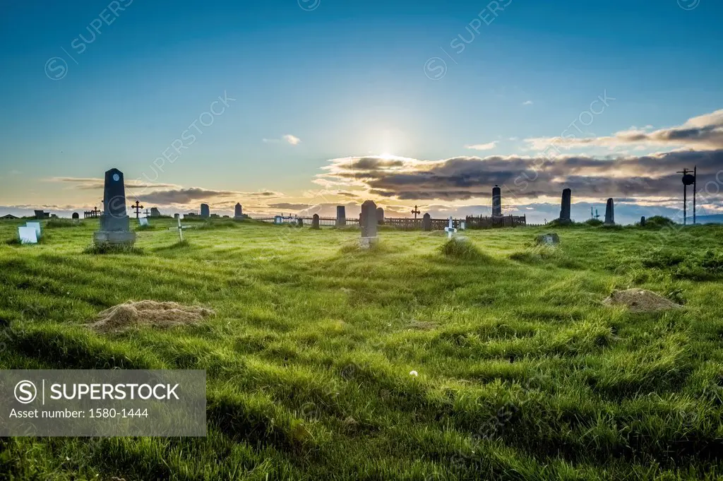 Graveyard on Flatey Island, Borgarfjordur, Iceland