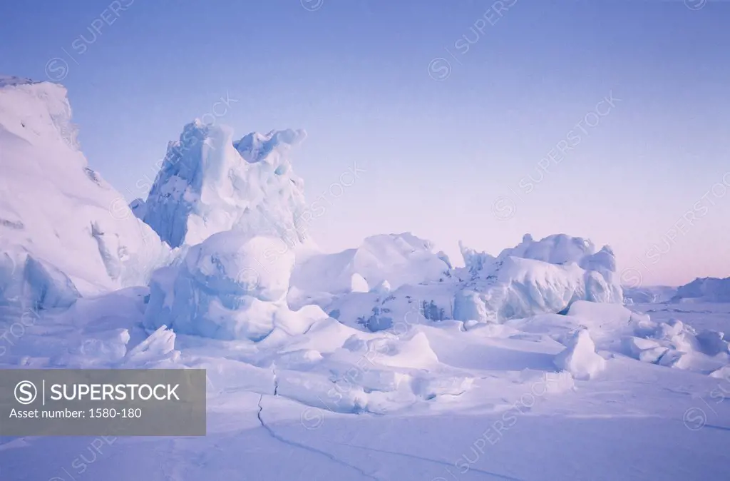 Icebergs on a polar landscape, Northwest Territories, Canada
