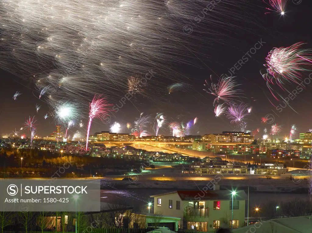 Iceland, Reykjavik, Fireworks, New Year's Eve Celebration