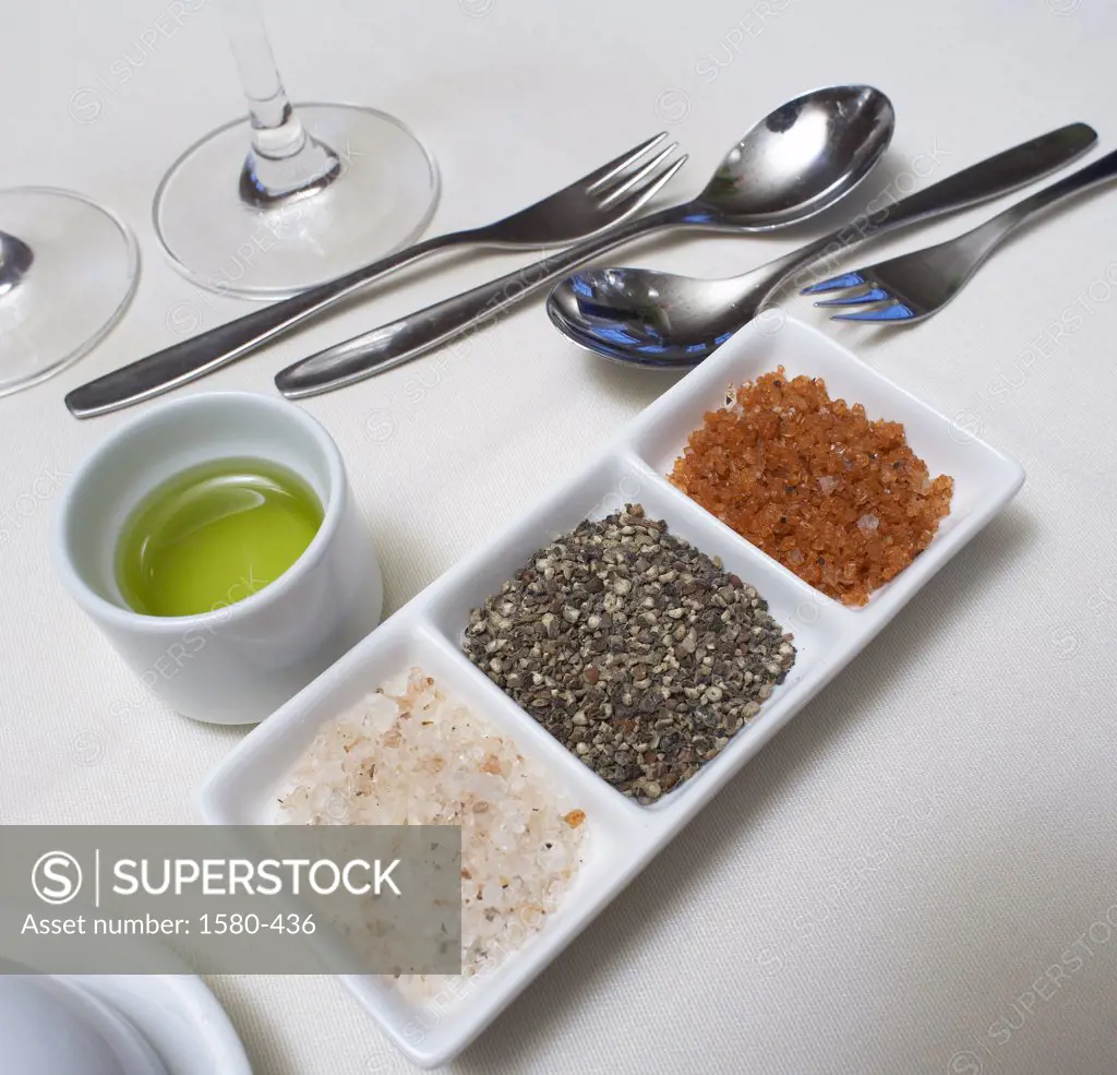 Iceland, Hotel Ranga, Spices on table