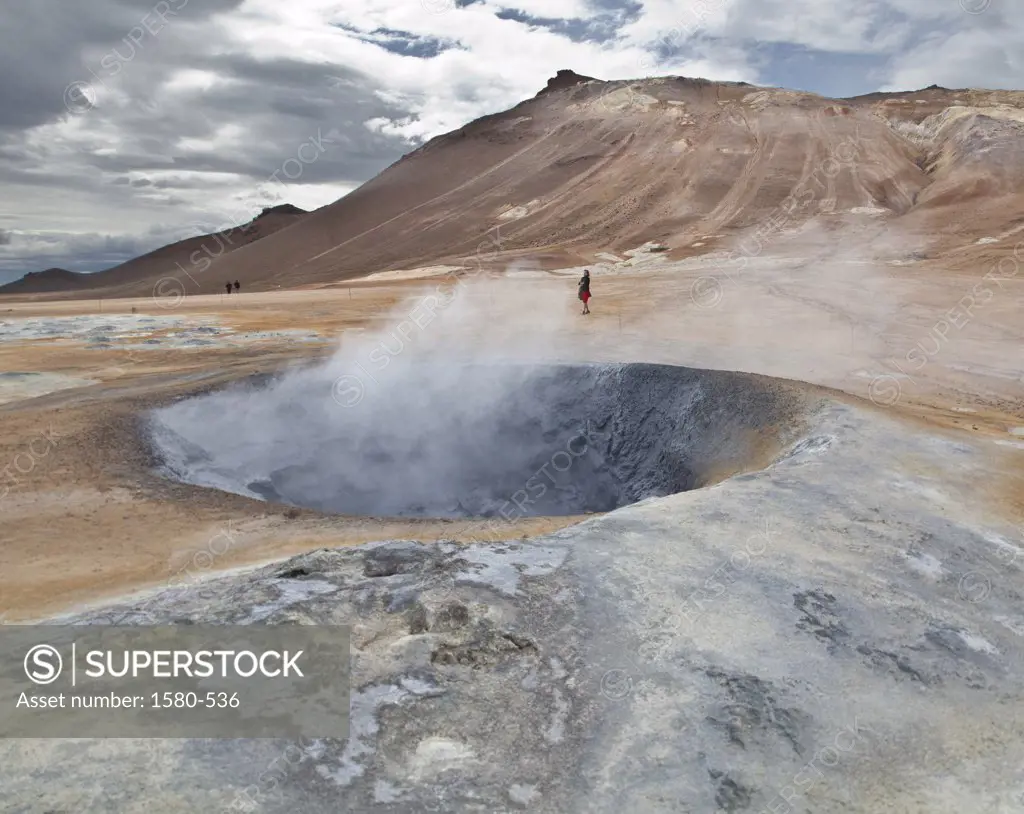 Iceland, geothermal Namaskard Volcanic area, Boiling mud pools