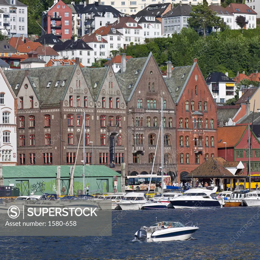 City at the waterfront, Bergen, Hordaland County, Norway