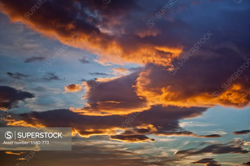 Iceland, Midnight sunset and clouds