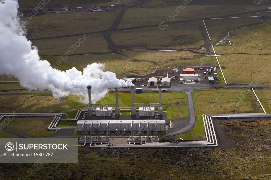 Smoke erupting from a Geothermal Power Station, Nesjavellir, Iceland
