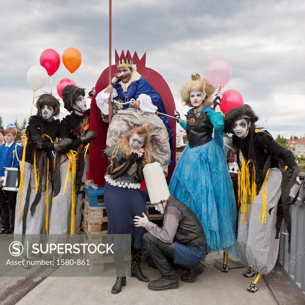 Iceland, Reykjavik, Street performers during Independence Day