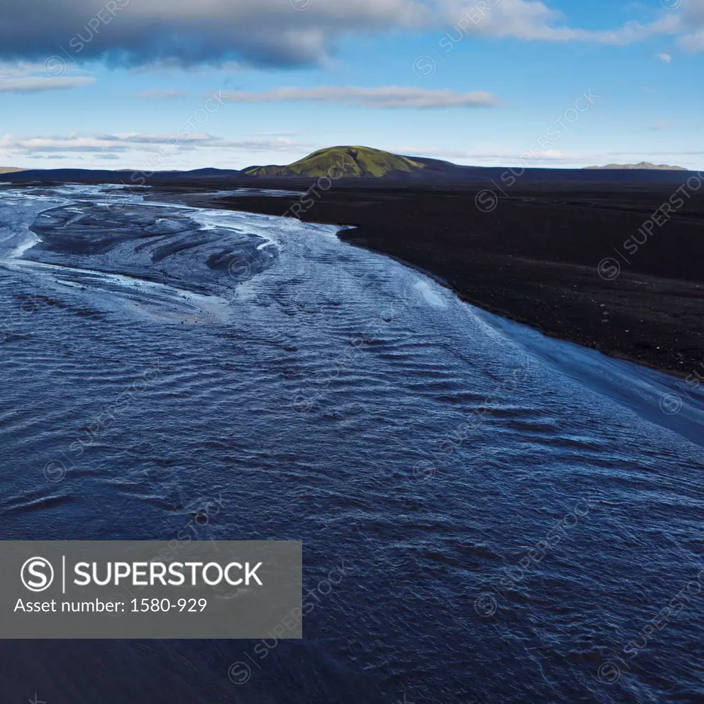 Iceland, Central Highlands, Black sands of Maelifellssandur