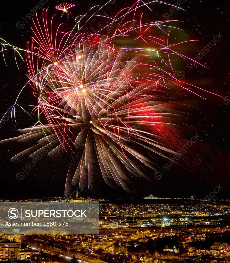 Iceland, Reykjavik, New Year's Eve, Fireworks