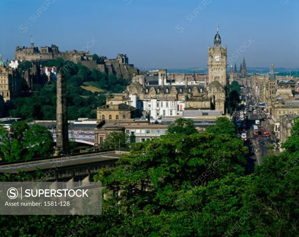 High angle view of a cityscape, Edinburgh, Scotland