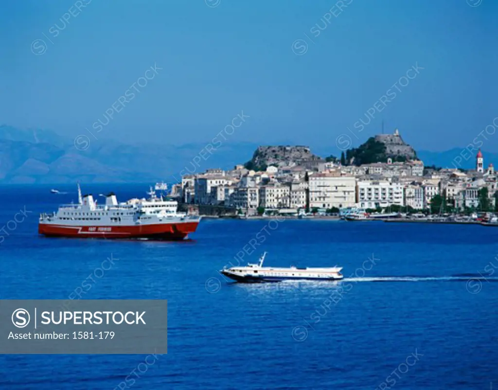 Cruise ship in the sea, Corfu, Ionian Islands, Greece