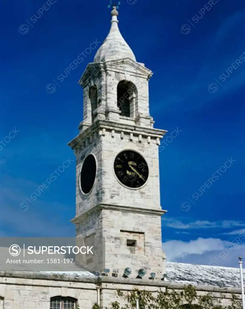Low angle view of a clock tower, Royal Naval Dockyard, Bermuda