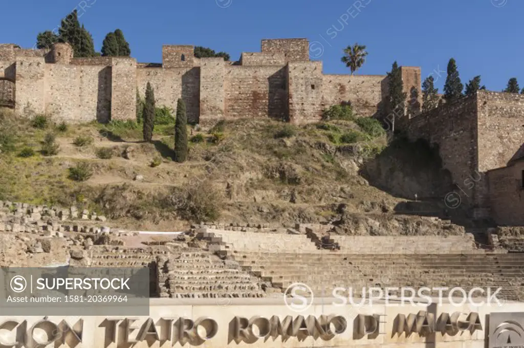 Spain, Andalucia, Malaga, Roman theatre & Alcazaba