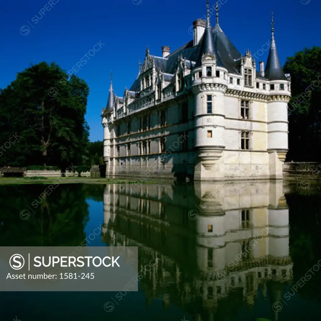 Reflection of a castle in water, Chateau d'Azay-Le-Rideau, Azay-Le-Rideau, Loire Valley, France