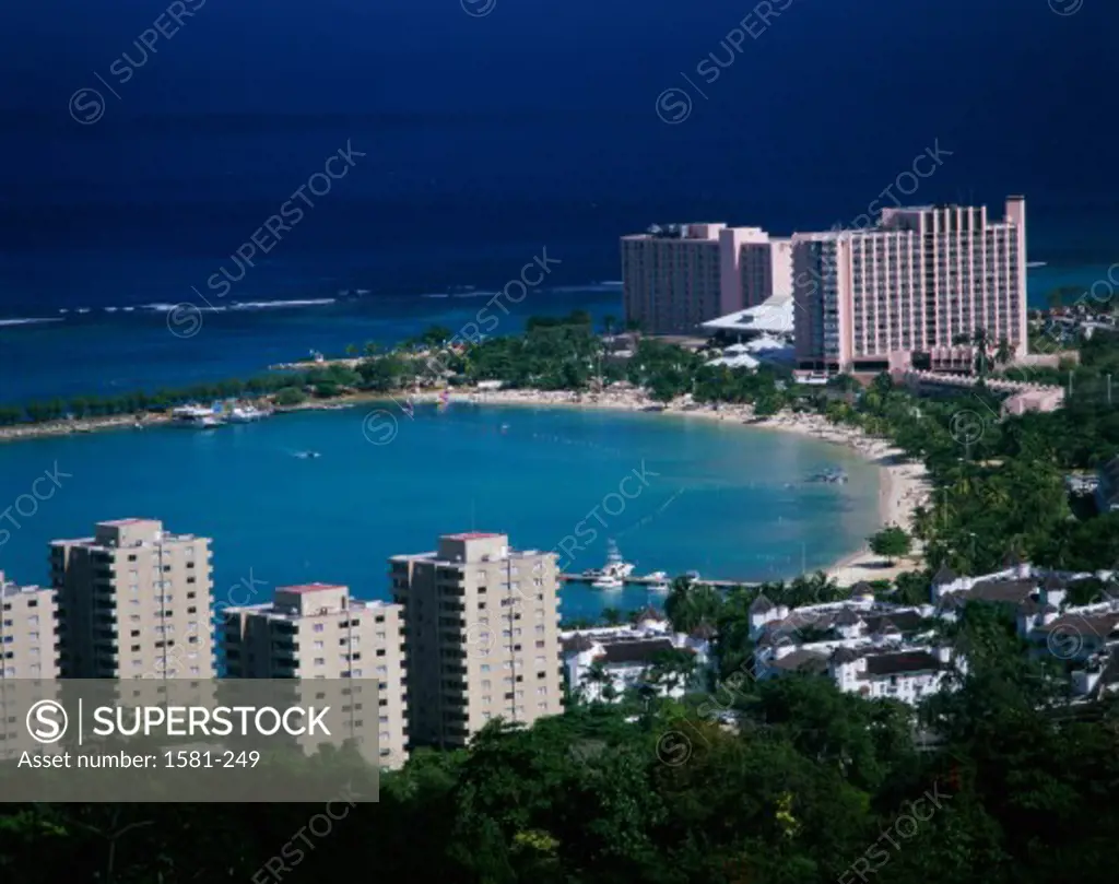 High angle view of buildings near the sea, Ocho Rios, Jamaica