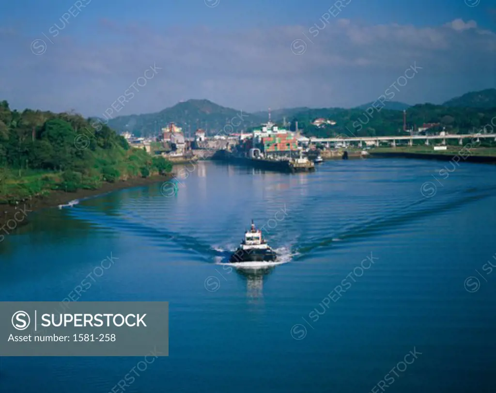 Ferry in the canal, Pedro Miguel Locks, Panama Canal, Panama