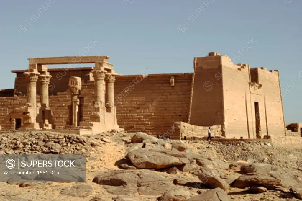 Old ruins of a temple, Kiosk of Kertassi, Kalabsha Temple, Kalabsha Island, Nubia, Egypt