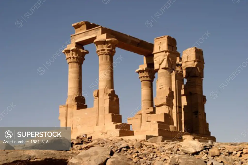 Old ruins of a temple, Kiosk of Kertassi, Kalabsha Temple, Kalabsha Island, Nubia, Egypt