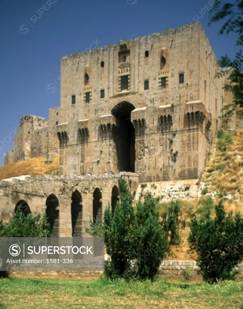 Facade of a citadel, Aleppo, Syria