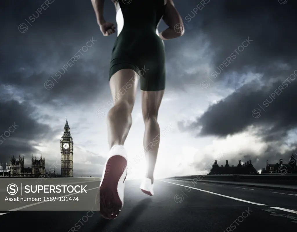 Black runner running on race track