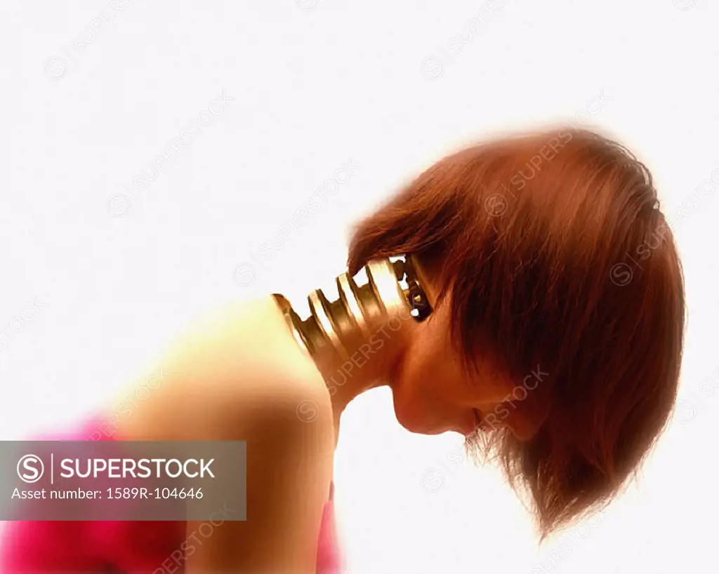 Young woman with bionic neck